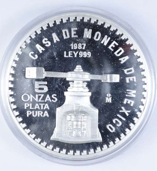 1987 Mexico 5 Onzas .999 Silver U.S. Constitution Commemorative