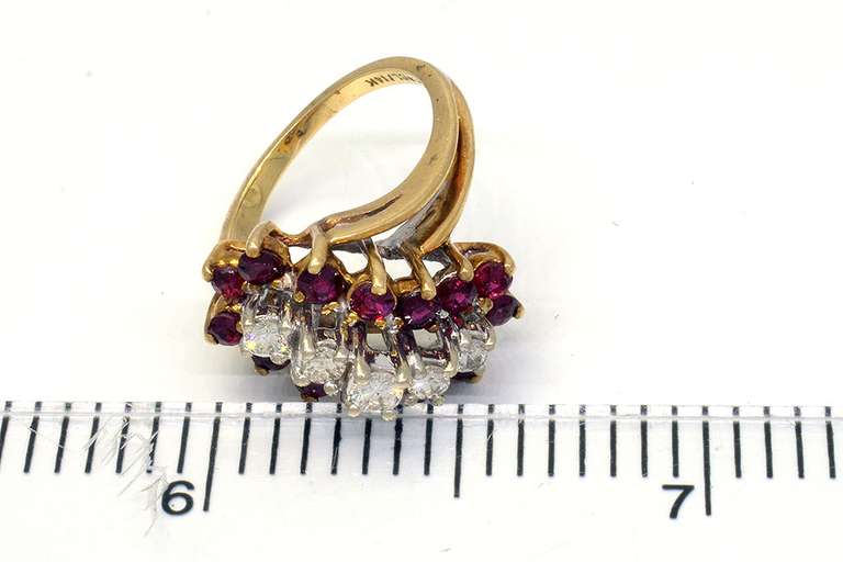 Ruby & Diamond Waterfall Cluster Ring