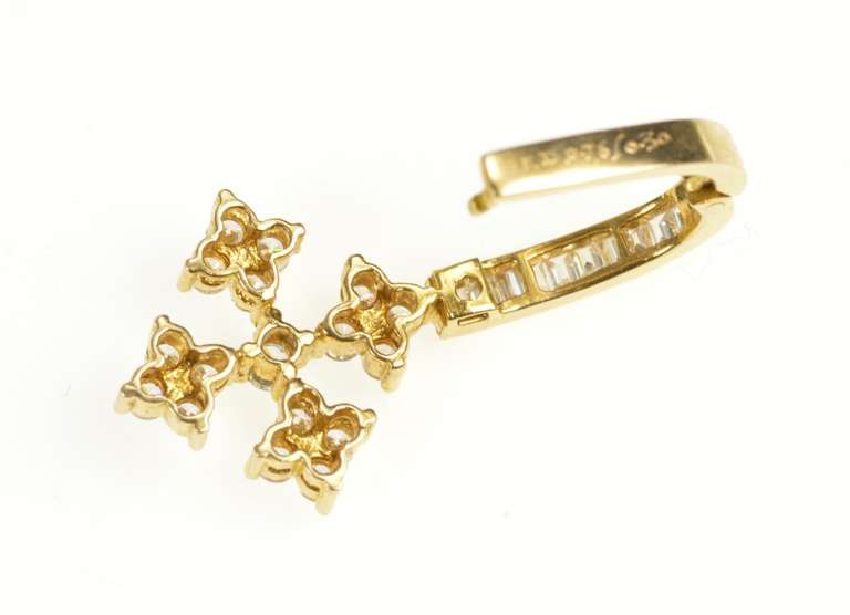 14K Yellow Gold 1.12 Ctw Diamond Cross Ornate Enhancer Pendant