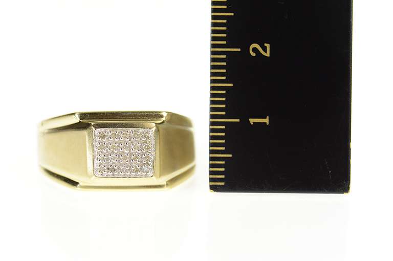 10K Yellow Gold Men's Squared Diamond Classic Wedding Ring