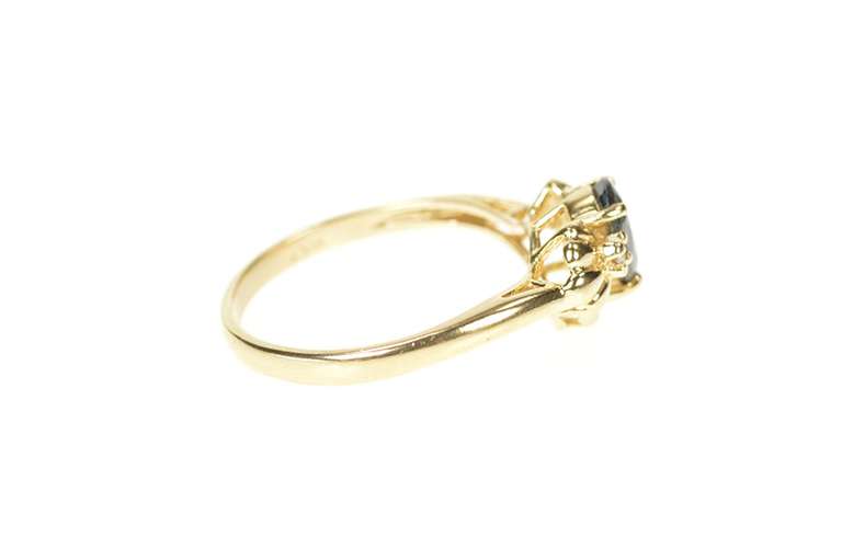 14K Yellow Gold Pear Natural Sapphire Diamond Engagement Ring