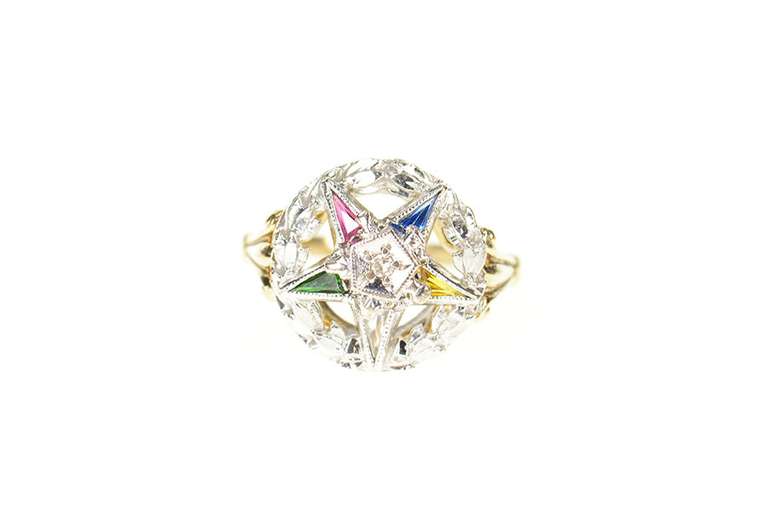 10K Yellow Gold Order of the Eastern Star Symbol Signet Ring