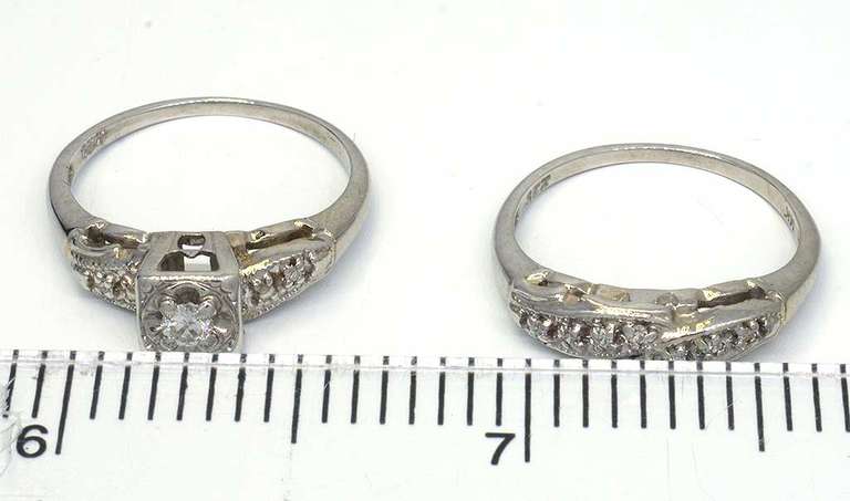Unique Vintage Diamond Wedding Set