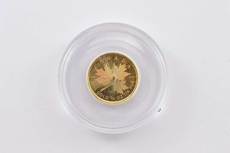 2001 Canada 10 Dollars 1/4 Oz Gold Maple Leaf Hologram Coin Box & COA