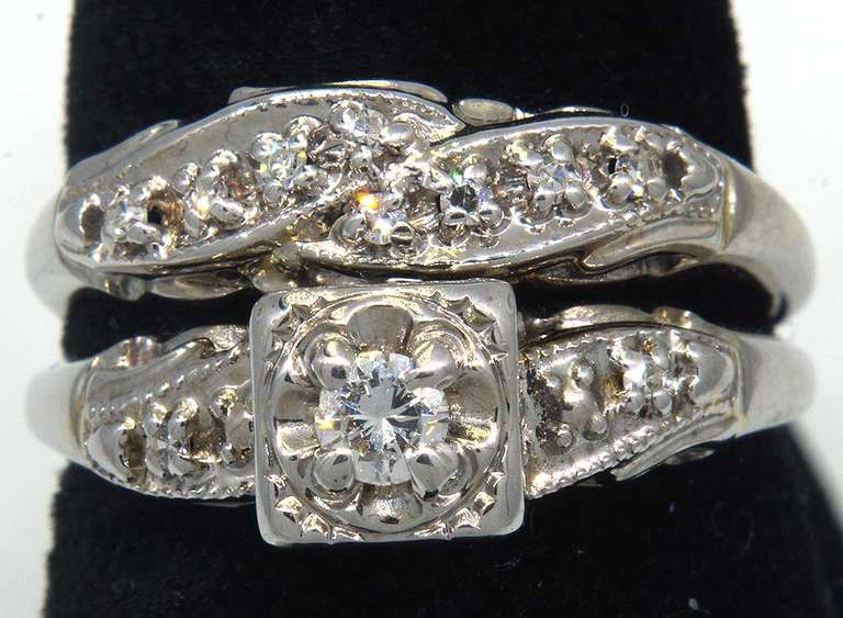Unique Vintage Diamond Wedding Set