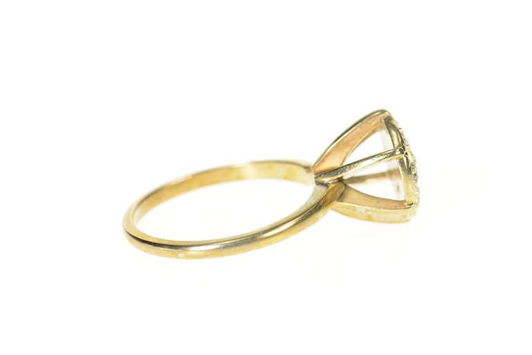 10K Yellow Gold Round Cluster Retro Raised Statement Ring