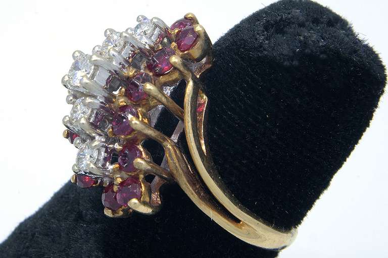 Ruby & Diamond Waterfall Cluster Ring