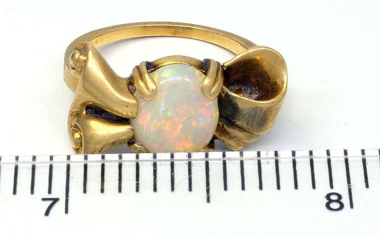 Unique Retro Bow Opal Ring