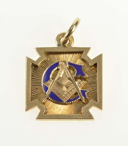 10K Yellow Gold Masonic G Compass Square Enamel Charm/Pendant