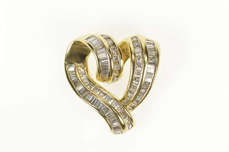 14K Yellow Gold 2.93 Ctw Diamond Heart Valentine Anniversary Pendant