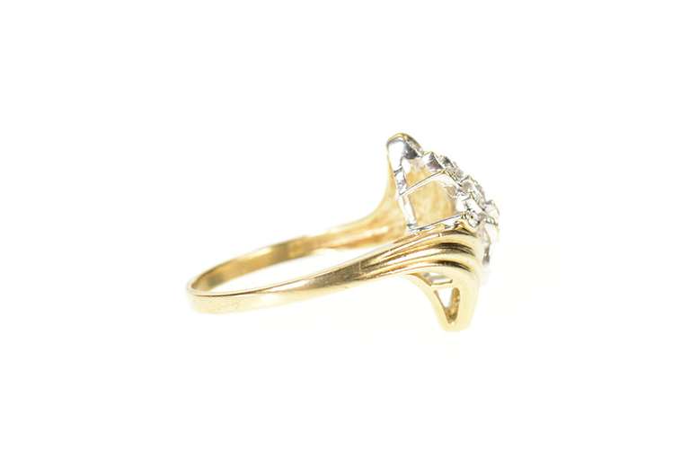 10K Yellow Gold Diamond Accent Petal Cluster Bypass Ring