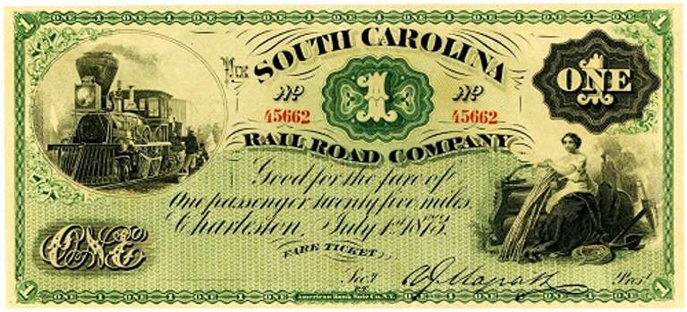 Crisp Exceptional 1873 $1 State Of South Carolina Railroad Company!