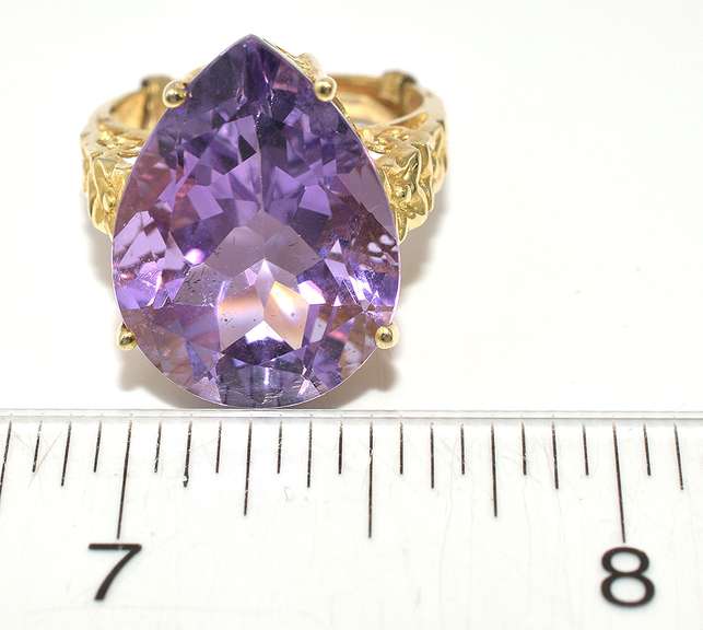 Awe-Inspiring Amethyst Ring in 14KT Yellow Gold