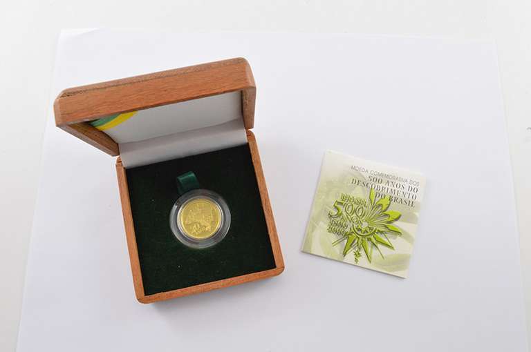 2000 Brazil 20 Reais 500 Years Since Discovery Commem Gold Proof - Box