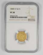 VF30 1840-O $2.50 Liberty Head Gold Quarter Eagle - Graded NGC