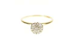 10K Yellow Gold Retro Diamond Halo Cluster Engagement Ring