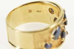 14K Yellow Gold 2.05 Ctw Pear Sapphire Diamond Ornate Band Ring