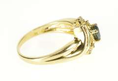 14K Yellow Gold Sapphire Diamond Halo Bypass Engagement Ring