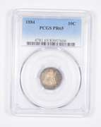 PR65 1884 Seated Liberty Dime - TONED - Graded PCGS