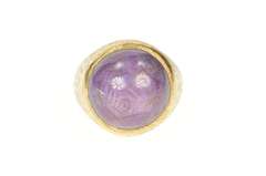 14K Yellow Gold 1940's Natural Star Ruby Cabochon Statement Ring