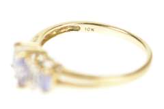 10K Yellow Gold Marquise Tanzanite Diamond Accent Statement Ring