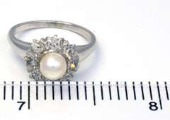 Vintage Pearl & Diamond Flower Ring