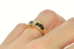 14K Yellow Gold Baguette Sapphire Diamond Statement Band Ring