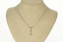 10K White Gold Diamond Tiered Square Cluster Bar Journey Pendant