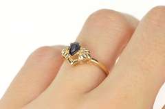 14K Yellow Gold Pear Natural Sapphire Diamond Engagement Ring