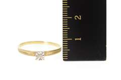 10K Yellow Gold Round Retro Diamond Solitaire Promise Ring