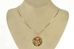 14K Yellow Gold Retro Owl Tiger's Eye Scholar Wisdom Charm/Pendant