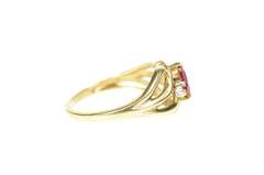 10K Yellow Gold Heart Syn. Ruby Diamond Accent Bypass Ring