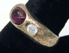 Vintage Ruby & Crystal Ring