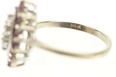 14K Yellow Gold 1960's Retro Diamond Ruby Halo Engagement Ring