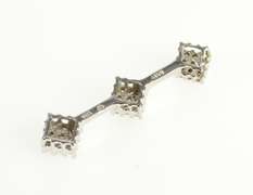 10K White Gold Diamond Tiered Square Cluster Bar Journey Pendant