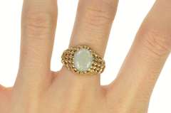14K Yellow Gold 1960's Natural Opal Ornate Column Lattice Ring