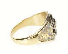 10K Yellow Gold Men's Ornate Masonic Diamond Compass Square Ring