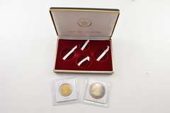 (2) 1977 Cuba 20 Pesos Silver Coin & 100 Pesos Gold Coin - Box