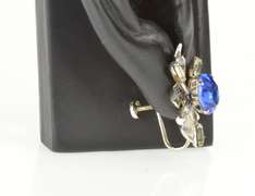 Gold Filled 1960's Sim. Sapphire Floral Screw Back Earrings