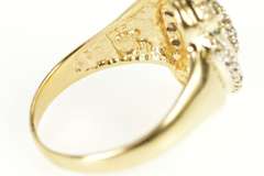 14K Yellow Gold Diamond Oval Swirl Cluster Statement Ring