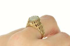 14K Yellow Gold 1960's Natural Opal Ornate Column Lattice Ring