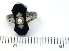 Gothic Black Onyx Ring with Diamond Accent