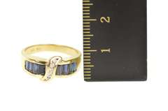 14K Yellow Gold Baguette Sapphire Diamond Statement Band Ring