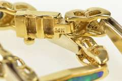 14K Yellow Gold Black Opal Inlay Two Tone X Criss Cross Bracelet