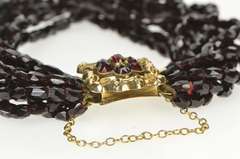 10K Yellow Gold Victorian Syn. Garnet Layered Glass Beaded Bracelet