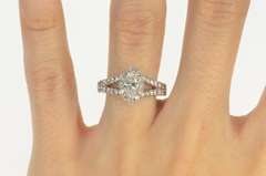 14K White Gold 1.50 Ctw Marquise Diamond Halo Engagement Ring