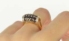 14K Yellow Gold Rounded Sapphire Encrusted Diamond Accent Ring