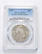 AU58 1834 Capped Bust Half Dollar - Large Date, Small Letters - PCGS