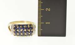 14K Yellow Gold Rounded Sapphire Encrusted Diamond Accent Ring