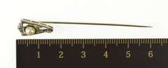 18K White Gold Pearl Black Enamel Art Deco Decorative Stick Pin